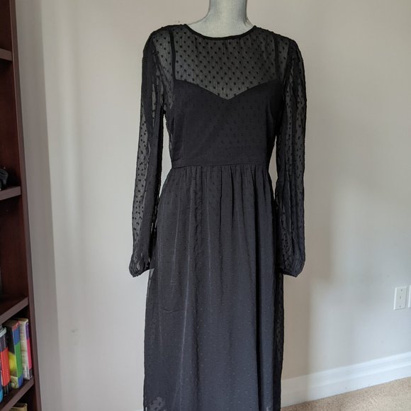 Beautiful black midi dress with sheer detail: perfect Christmas dress - Picture 11 of 12